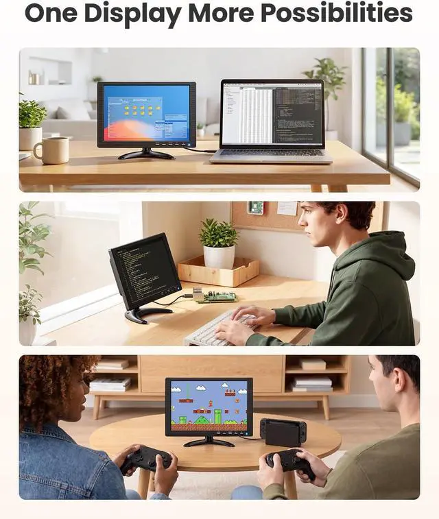 Alt view image 4 of 6 - Eyoyo 10 inch 1920x1200 Monitor & 1366x768 Monitor