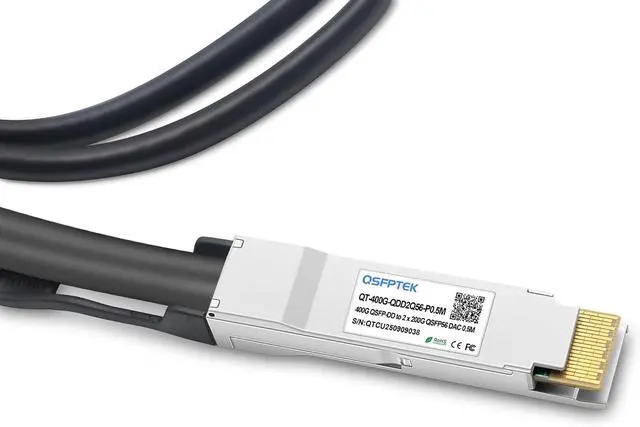 Alt view image 2 of 2 - 400GBASE-CU DAC Cable 30AWG, 0.5m(1.64ft) QSFP-DD to 2 * 200G QSFP56 Breakout Passive Direct Attach Cable Compatible for Generic Switch, Router, Network Device