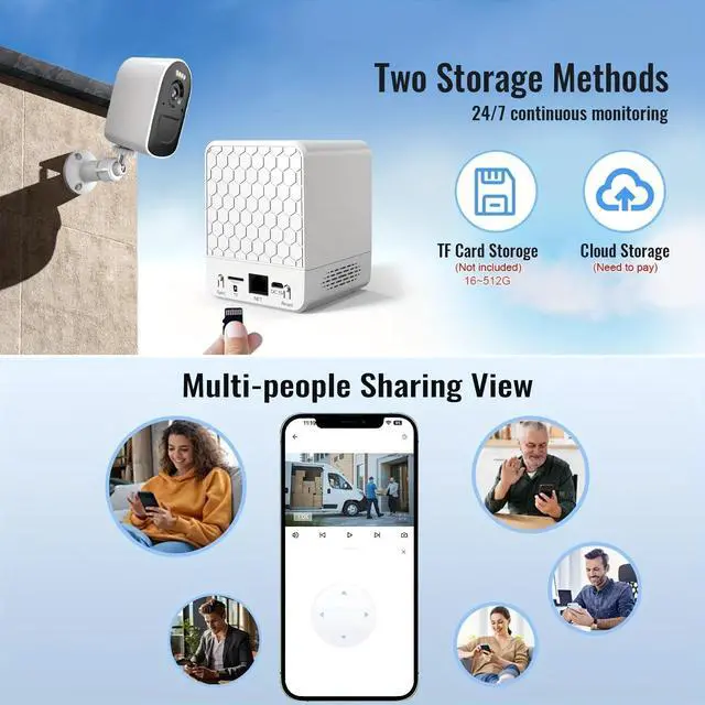 Alt view image 4 of 5 - This 1440P Wireless Outdoor Camera Features a Low-Power Solar Panel,Supports 2K QHD 2.4GHz Wi-Fi,and Includes Functions Such as Spotlight Alarm,Motion Detection,Color Night Vision, and Two