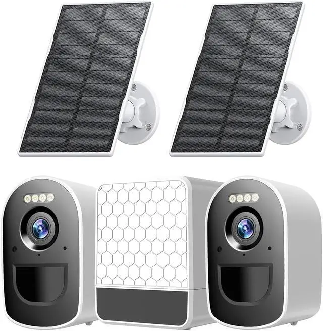 Alt view image 5 of 5 - This 1440P Wireless Outdoor Camera Features a Low-Power Solar Panel,Supports 2K QHD 2.4GHz Wi-Fi,and Includes Functions Such as Spotlight Alarm,Motion Detection,Color Night Vision, and Two