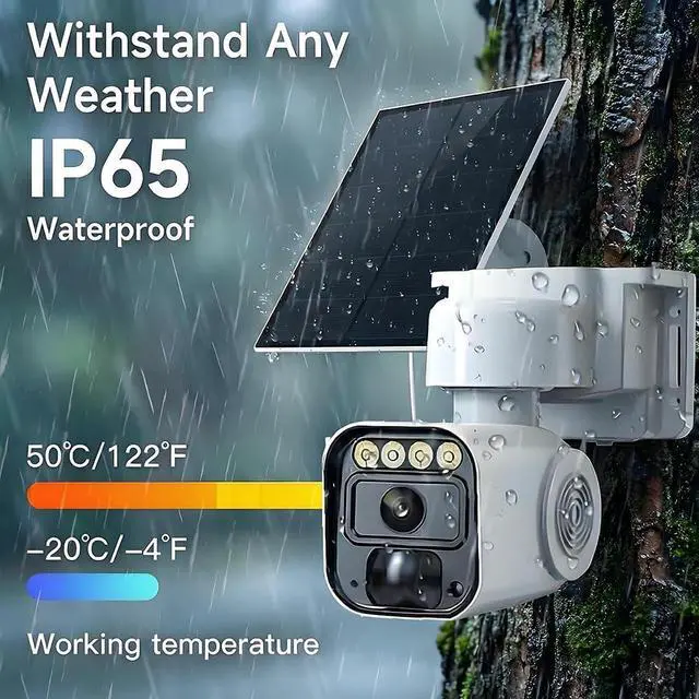 Alt view image 6 of 7 - Wireless Outdoor Security Camera with Solar Panel Base,Solar-Powered Camera,Wireless 4G LTE Cellular Network,Mobile app Control,Automatic Human Detection,SD/Cloud Storage,Color Night Vision