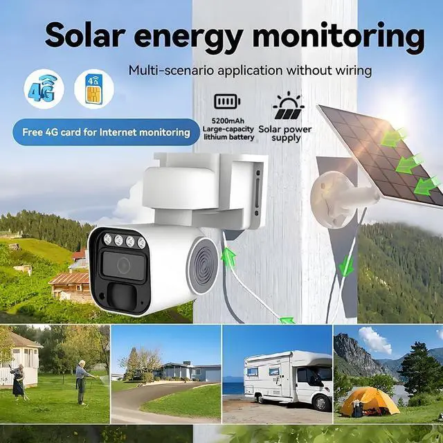 Alt view image 7 of 7 - Wireless Outdoor Security Camera with Solar Panel Base,Solar-Powered Camera,Wireless 4G LTE Cellular Network,Mobile app Control,Automatic Human Detection,SD/Cloud Storage,Color Night Vision