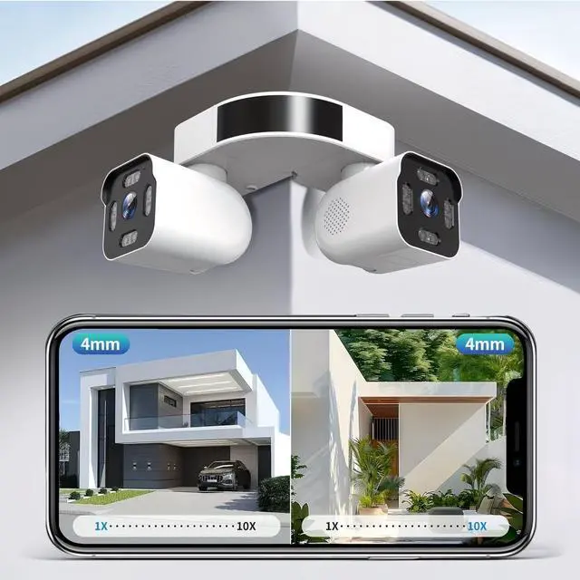 Alt view image 2 of 6 - 2pcs Dual Lens PTZ Surveillance Camera, 2.4G WiFi Security Camera for Home with Rotation, Motion Detection, Two-Way Audio, Night Vision, Cloud/SD Card Storage