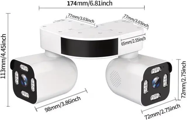 Alt view image 5 of 6 - 2pcs Dual Lens PTZ Surveillance Camera, 2.4G WiFi Security Camera for Home with Rotation, Motion Detection, Two-Way Audio, Night Vision, Cloud/SD Card Storage