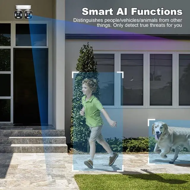 Alt view image 6 of 6 - 2pcs Dual Lens PTZ Surveillance Camera, 2.4G WiFi Security Camera for Home with Rotation, Motion Detection, Two-Way Audio, Night Vision, Cloud/SD Card Storage