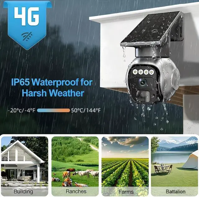 Alt view image 3 of 5 - 4G LTE Solar Security Camera 3MP Wireless Outdoor Camera No WiFi Needed 360 Degree PTZ Auto Tracking Instant Motion Alert Night Vision Two Way Talk Built in SIM Card Waterproof