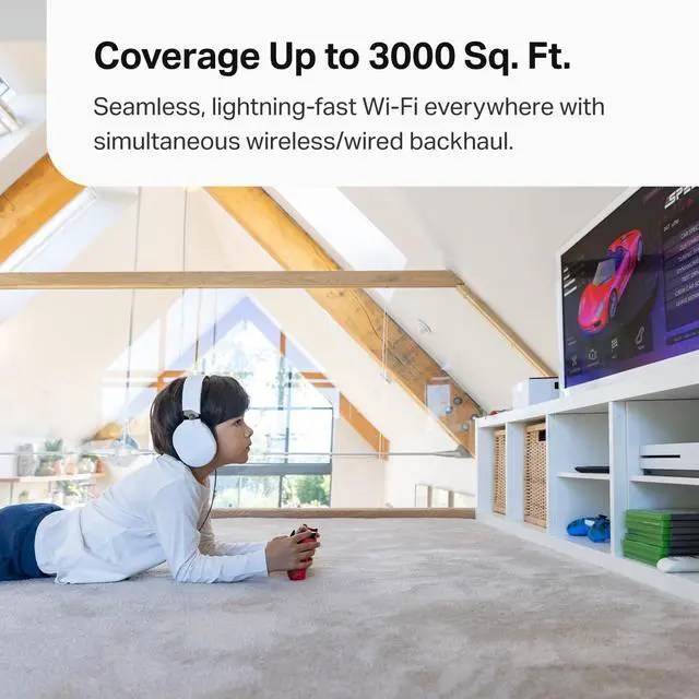 Alt view image 6 of 7 - TP-Link Deco 7 Pro BE63 Tri-Band WiFi 7 BE10000 Whole Home Mesh System- 6-Stream 10 Gbps, 4X 2.5G Ports Wired Backhaul, 4X Smart Internal Antennas, VPN, HomeShield, Free Expert Support (1-Pack)