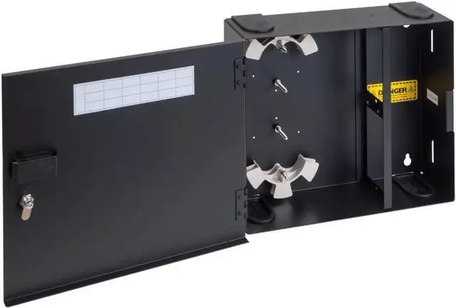 Main image of ICC Fiber Optic Wall Mount Enclosure with Staggered Mounting Slots 4 Slots for ICC Adapter Panels or Cassettes (Sold Separately), Supports up to 96 Fibers, Secure Fiber Management System, ICFODE41WH
