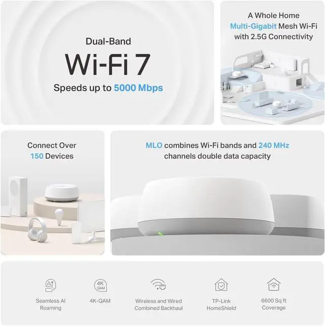 Alt view image 3 of 7 - TP-Link Deco 7 BE25 Dual-Band BE5000 WiFi 7 Mesh Wi-Fi System