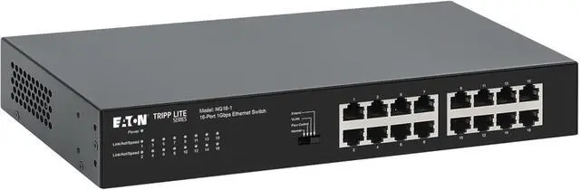 Alt view image 6 of 7 - Eaton Tripp Lite Series 16 Port Switch Unmanaged Gigabit Ethernet, Metal Enclosure, Plug-and-Play, Ethernet Splitter, Auto-Negotiable, Desktop and 1U Rack Mount Switch, 3-Year Warranty (NG16-1)