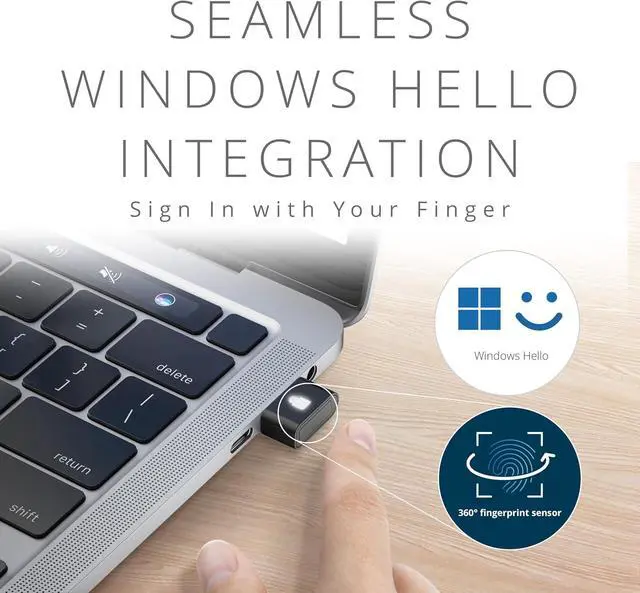 Alt view image 3 of 7 - VeriMark IT 2.0 USB-C® Fingerprint Key - Windows Hello & Windows Hello for Business, 360° Fingerprint Reader, Password-Free Login K64705WW
