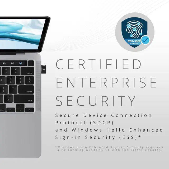 Alt view image 5 of 7 - VeriMark IT 2.0 USB-C® Fingerprint Key - Windows Hello & Windows Hello for Business, 360° Fingerprint Reader, Password-Free Login K64705WW