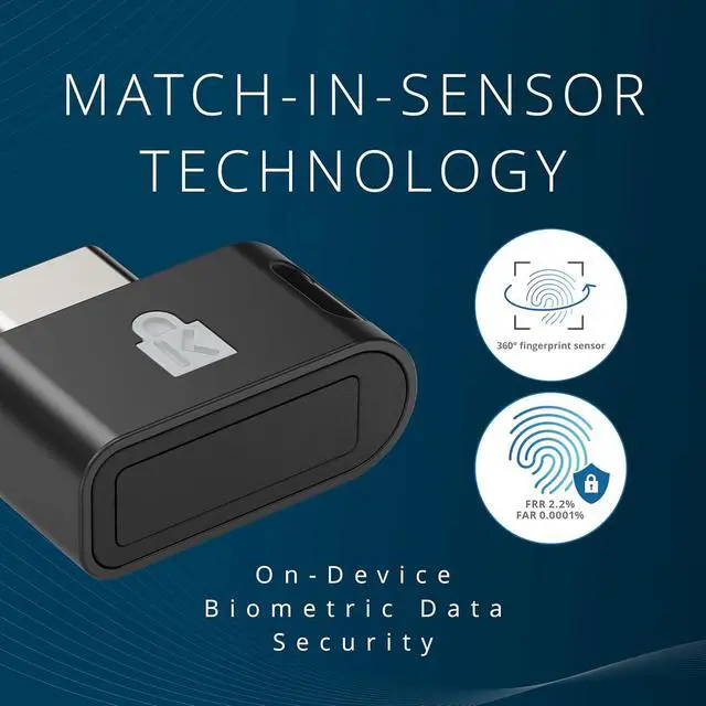 Alt view image 6 of 7 - VeriMark IT 2.0 USB-C® Fingerprint Key - Windows Hello & Windows Hello for Business, 360° Fingerprint Reader, Password-Free Login K64705WW