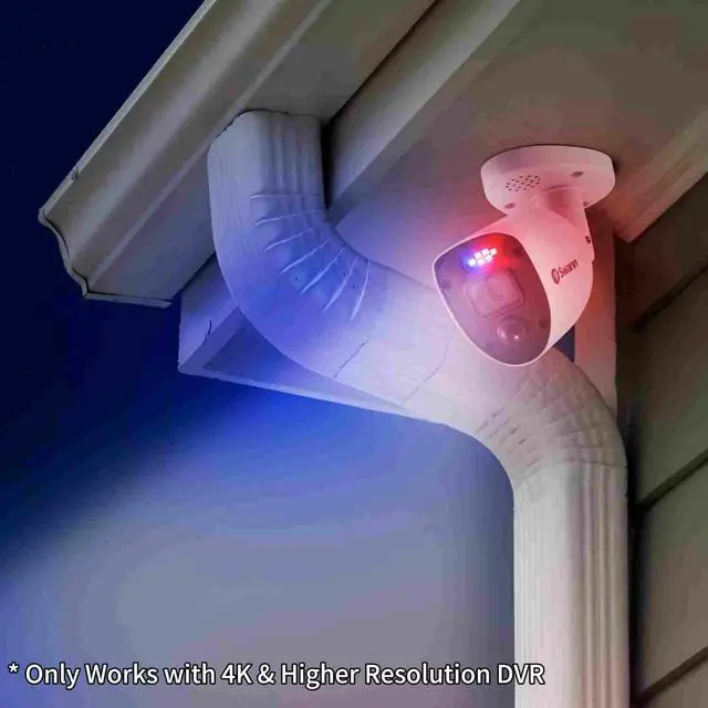 Alt view image 2 of 7 - Swann 4K Ultra HD Add-On Security Cameras 4PCS, Red&Blue Flashing Lights, Color Night Vision, Smart Detection, Wired, Indoor/Outdoor Video Surveillance(Only Works with 4K & Higher Resolution DVR)