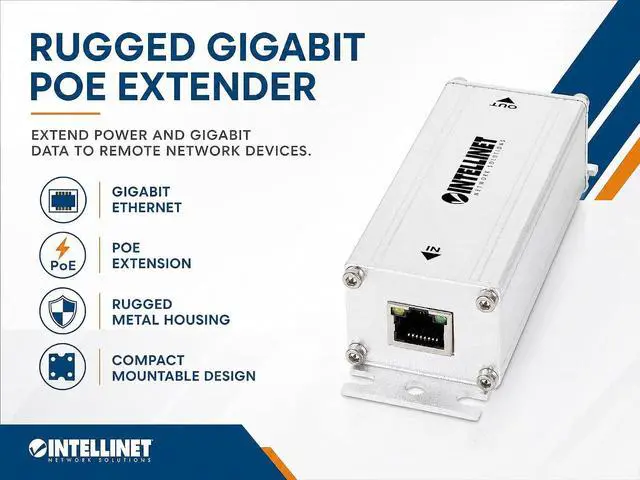 Alt view image 4 of 7 - Intellinet Gigabit PoE++ Extender Repeater, 802.3bt, 65W, IP30