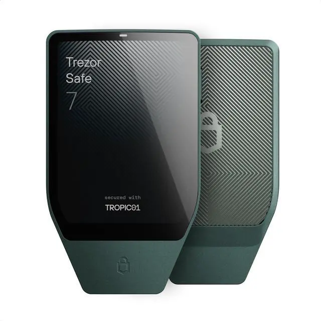 Alt view image 2 of 5 - Trezor Safe 7 Hardware Wallet with Keep Metal Seed Backup Bundle Touchscreen Crypto Security, Secure Element Protection & Cold Storage Recovery Kit (Obsidian Green)