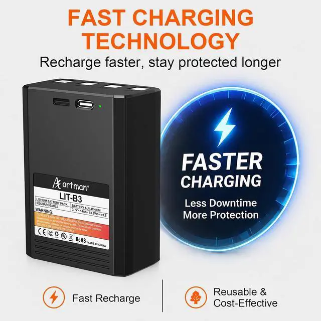 Alt view image 4 of 7 - A Artman Vosker Extra Rechargeable Lithium Battery Pack for V300 & VKX Mobile Security Cameras, Long Lasting Lithium Battery, Fast Charge 14000mAh Capacity, Weather Resistant