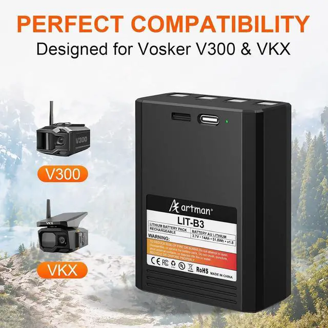 Alt view image 5 of 7 - A Artman Vosker Extra Rechargeable Lithium Battery Pack for V300 & VKX Mobile Security Cameras, Long Lasting Lithium Battery, Fast Charge 14000mAh Capacity, Weather Resistant
