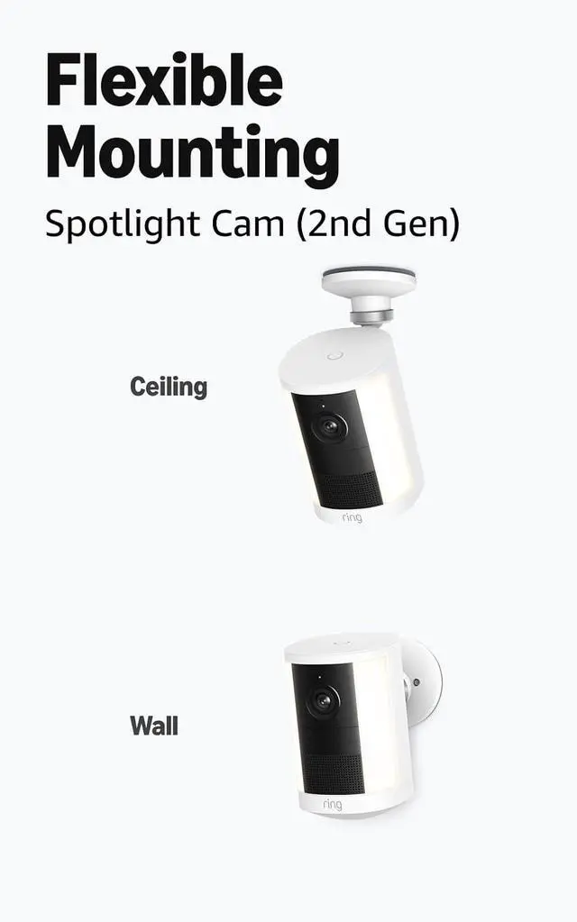 Alt view image 6 of 6 - Ring Battery Doorbell (newest model), Speckled Gray with Spotlight Cam, Battery (newest model), White