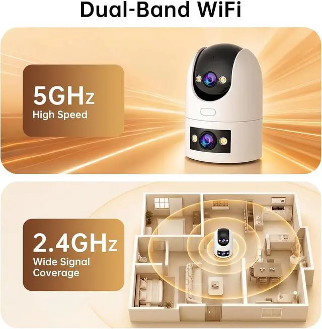 Alt view image 7 of 7 - JOOAN 2K Dual Lens Indoor Outdoor Security Camera, 5GHz/2.4GHz WiFi Pet Camera with PTZ Auto Tracking, Motion Detection, 2-Way Audio, IP66 Waterproof, for Baby/Dog/Cat/Elderly, Multi-User Shared