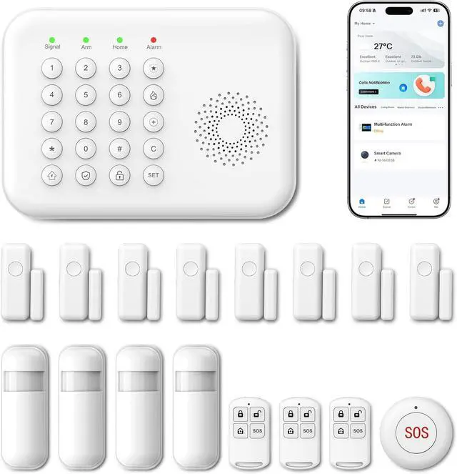 Main image of Alarm System for Home Security,WiFi+GSM/4G Compatible with Alexa Home Alarm System,17 Piece DIY Kit No Monthly Fees with Instant App Alerts,SOS Button,Smart Life or Tuya for Apartment,Kids Safety