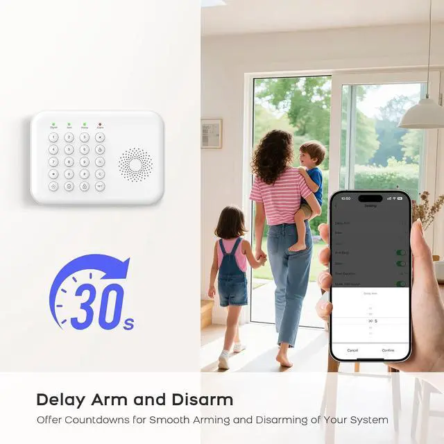 Alt view image 6 of 7 - Alarm System for Home Security,WiFi+GSM/4G Compatible with Alexa Home Alarm System,17 Piece DIY Kit No Monthly Fees with Instant App Alerts,SOS Button,Smart Life or Tuya for Apartment,Kids Safety