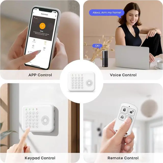 Alt view image 7 of 7 - Alarm System for Home Security,WiFi+GSM/4G Compatible with Alexa Home Alarm System,17 Piece DIY Kit No Monthly Fees with Instant App Alerts,SOS Button,Smart Life or Tuya for Apartment,Kids Safety