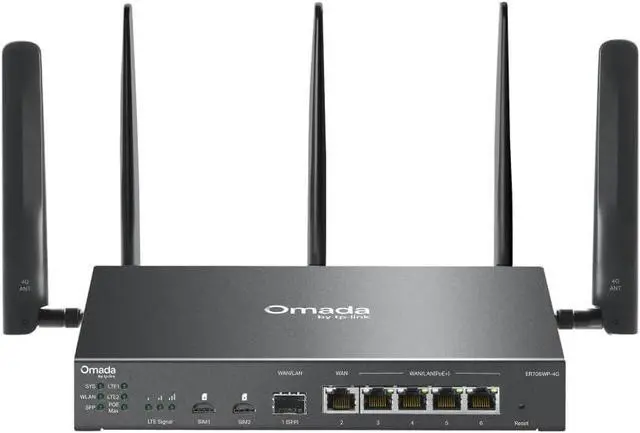 Main image of Omada 4G+ Cat6 AX3000 Wi-Fi 6 Gigabit VPN Gateway with 4-Port PoE+(ER706WP-4G)