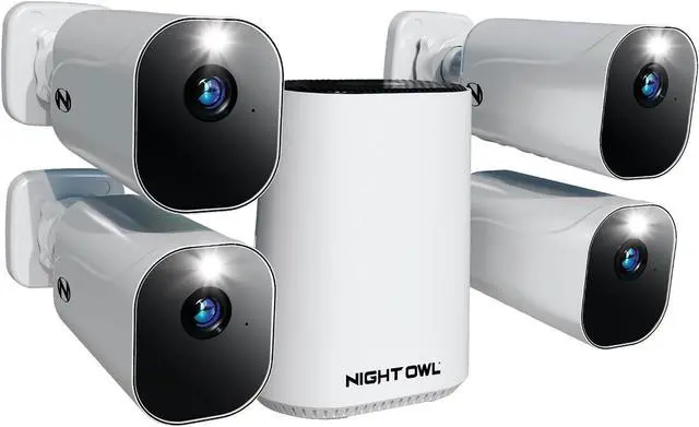Main image of Night Owl 4 Wire Free Battery 1080p Cameras with Hub and 64gb microSD, Motion Alerts, Remote Viewing, No Monthly Fees