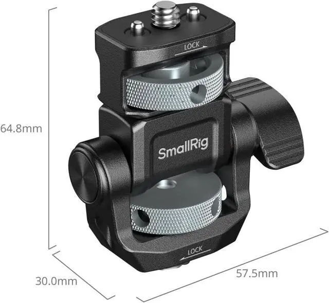 Alt view image 5 of 5 - SMALLRIG Adjustable Camera Monitor Mount with 3/8"-16 Locating Screw for ARRI, 360° Swivel and 180° Tilt, Anti-Twist 1/4" Locating Screw, Horizontal & Vertical Shooting