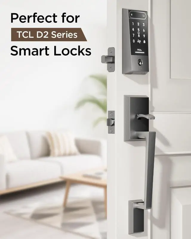 Alt view image 3 of 5 - TCL D2 Plus Fingerprint Smart Lock with Handle Set, Built-in Doorbell & Wi-Fi, No Hub Needed, Keyless Entry Electronic Deadbolt for Front Door & TCL Front Door Handle Set