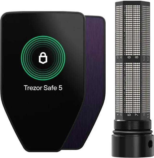 Main image of Trezor Safe 5 Hardware Wallet with Keep Metal Seed Backup Bundle Touchscreen Crypto Security, Secure Element Protection & Cold Storage Recovery Kit