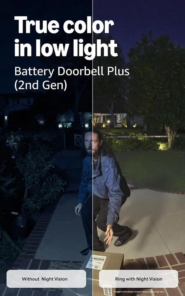Alt view image 3 of 6 - Ring Battery Doorbell Plus (newest model), Nickel Silver with Spotlight Cam, Battery (newest model), White