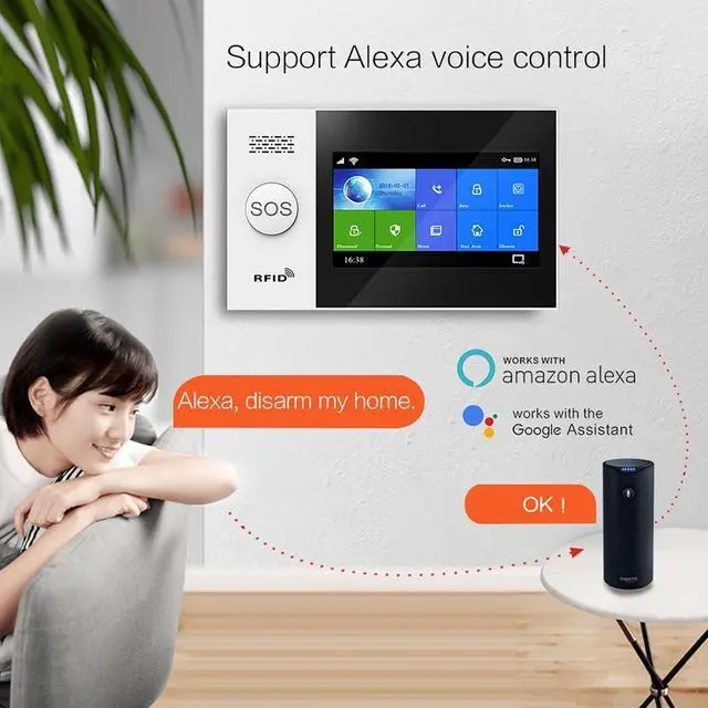 Alt view image 5 of 7 - GSM/4G Wireless 2.4GHz WiFi Home Alarm System, TUYA App Remote Control Home Security, Door Window Solar Siren Sensor, PIR Motion Detector, Alarm System Smart Home Multi Kit (GS-107-B)