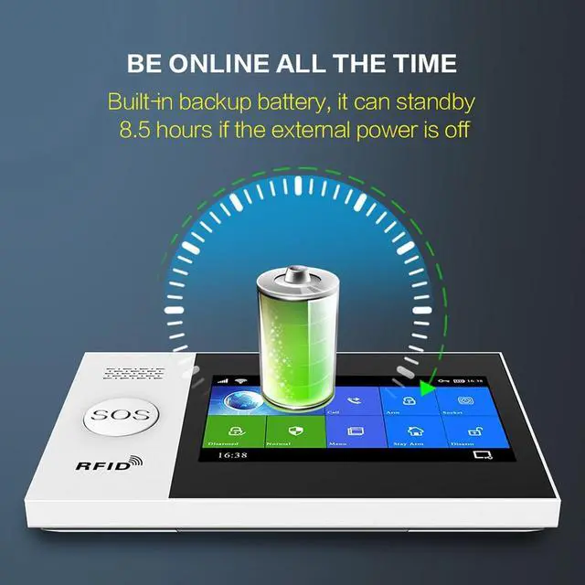 Alt view image 7 of 7 - GSM/4G Wireless 2.4GHz WiFi Home Alarm System, TUYA App Remote Control Home Security, Door Window Solar Siren Sensor, PIR Motion Detector, Alarm System Smart Home Multi Kit (GS-107-B)