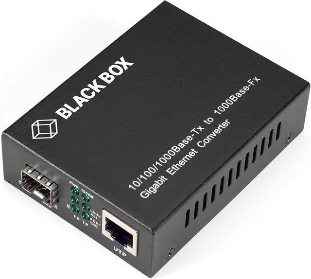 Main image of Black Box Gb ETH MED Conv 10/100/1000-Mbps COP to 1000-Mbps Fiber SFP