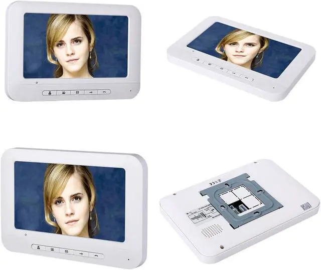 Alt view image 2 of 7 - Multi-Unit Home Apartment Visual Intercom Doorbell System, 7" Monitor 4-pin Wired Video Door Phone Kit, Indoor Outdoor IR HD Door Bell Camera, Keyfobs Unlock, 2 Way Audio (1 Doorbell+6 Monitor)