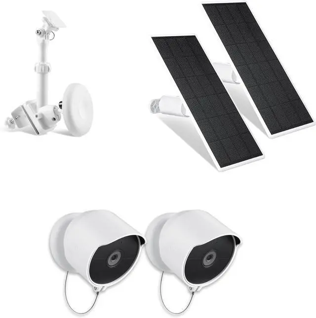 Main image of Wasserstein Bundle - Gutter Mount, 2-Pack Solar Panel & 2-Pack Anti-Theft Mount for Google Nest Cam Outdoor or Indoor, Battery (Camera Not Included)
