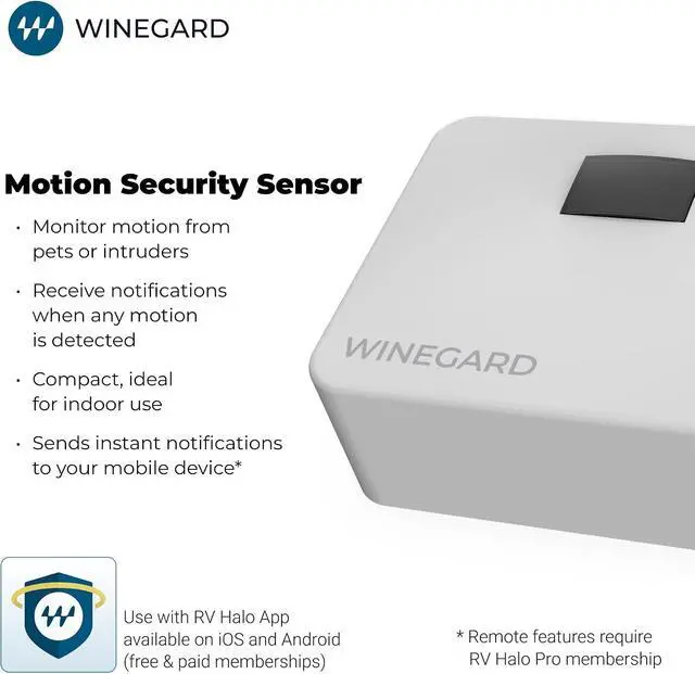 Alt view image 2 of 7 - Winegard HS-PIR1 RV Halo Motion Sensor - Bluetooth Connectivity - PIR Detection CR123A Battery Powered - Compact - White