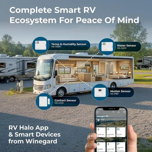 Alt view image 5 of 7 - Winegard HS-PIR1 RV Halo Motion Sensor - Bluetooth Connectivity - PIR Detection CR123A Battery Powered - Compact - White