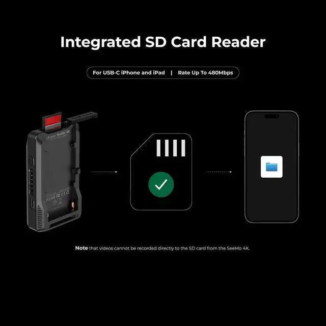Alt view image 4 of 7 - Accsoon SeeMo 4K HDMI Video Transmission System for i-Phone iPad 4K30 fps/1080 60fps Turn iOS into Camera Field Monitor for Video Monitoring/Recording/Reviewing/Sharing/Professional Video Production