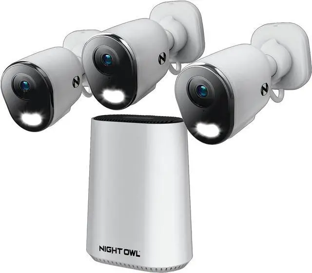 Main image of Night Owl 8 Channel Wi-Fi Video Home Security Hub with (3) Plug-in Wi-Fi 4K HD Indoor/Outdoor Spotlight Cameras with 2-Way Audio and 64GB microSD Card (Expandable up to 8 Cameras)