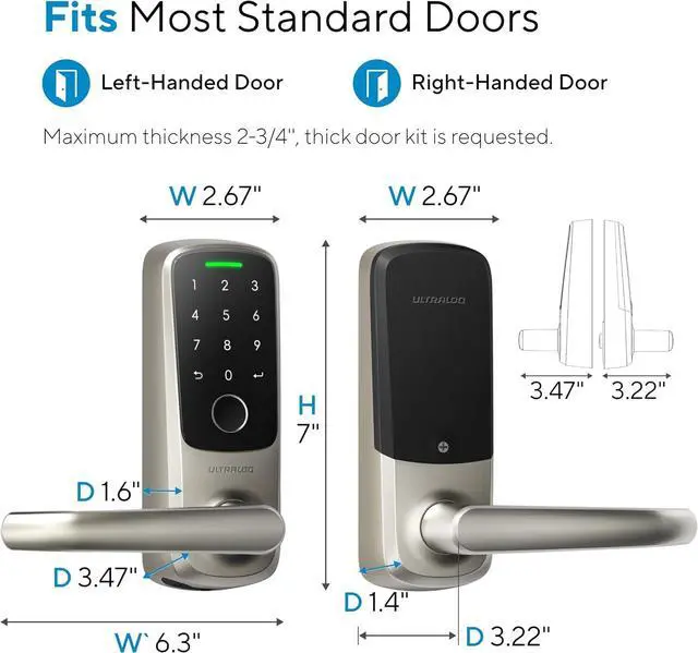 Alt view image 6 of 7 - ULTRALOQ Latch 5 with Thick Door Kit