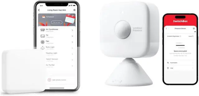 Main image of SwitchBot Smart mmWave Radar Motion Sensor with Hub Mini, Bluetooth Presence Sensor with Dynamic Detection & Zone Positioning, Compatible with Alexa, HomeKit & Apple Home, 2-Year Battery Life