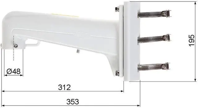 Alt view image 4 of 6 - DS-1602ZJ-pole 67-127mm Wall Mounting Aluminum Bracket for Security PTZ Camera CCTV Surveillance System White