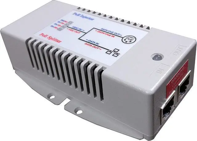 Alt view image 2 of 2 - Gigabit Passive PoE Injector/Splitter, 12 to 57V, 4 Pair Power up to 150W, -40 to +70C Operating Temp, 1245(V+), 3678(V-)