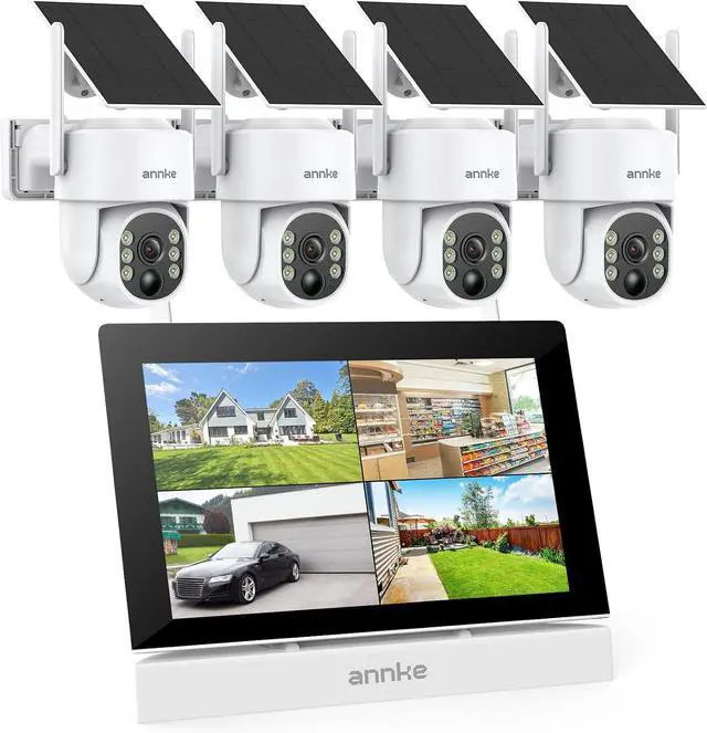 Main image of ANNKE Wireless Security Solar Camera System with 7'' IPS Touch Screen, 4PCS 4MP Camera Equipped with Solar Panels, Human Detection, 360°Pan & Tilt, Two-Way Audio