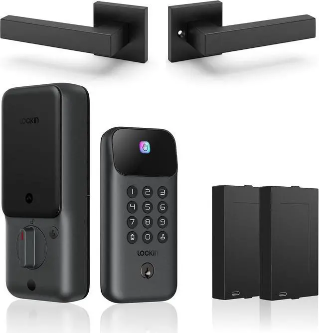 Alt view image 6 of 7 - Lockin Venoris Go Smart Lock with Dual Swappable Batteries Entry Door Handle(Square)