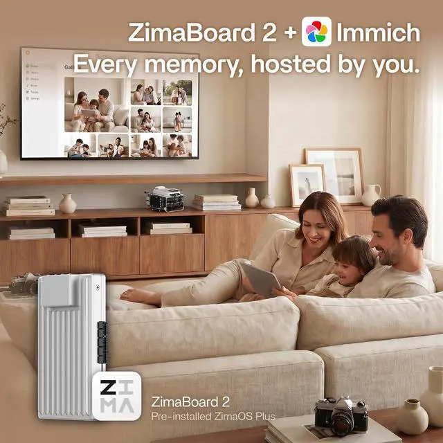 Alt view image 5 of 7 - zimaboard 2 832 x86 Home NAS, Quad-Core N150, 8GB DDR5, 32GB eMMC, PCIe 3.0×4 Expansion, Dual SATA 3.0 & Dual 2.5GbE, Fanless 24/7 Storage Server with ZimaOS for Docker, Media, Backup, Home Lab