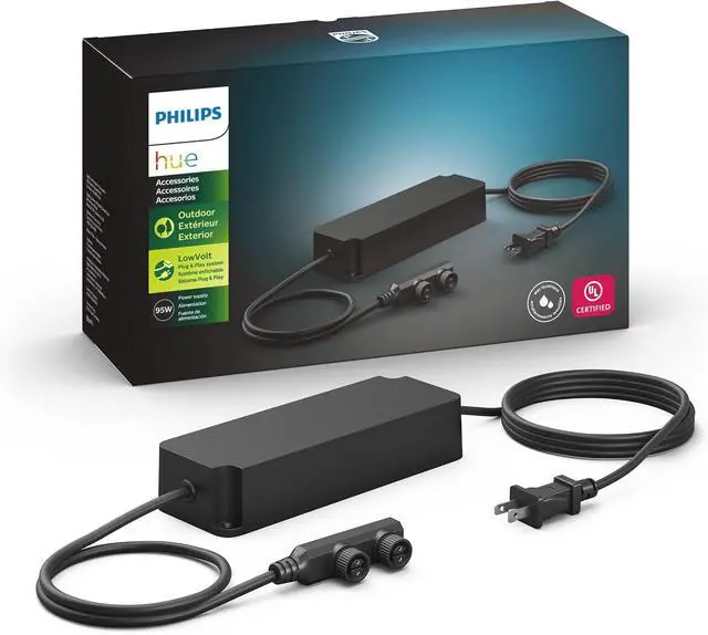 Alt view image 2 of 5 - Philips Hue 100W Outdoor Power Supply, Black & Outdoor 8 Foot Cable and T Connector & Outdoor 16 Foot Cable Extension - (1) 16 Foot Cable - Extend Your Hue Outdoor Lights - Requires Hue Bridge